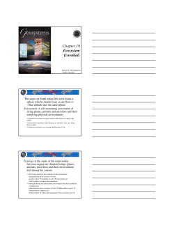 Chapter 19 Ecosystem Essentials Biosphere Ecology