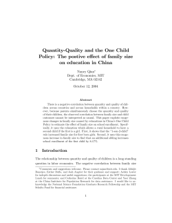 Quantity-Quality and the One Child Policy: The postive effect of