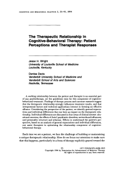 The Therapeutic Relationship in Cognitive-Behavioral