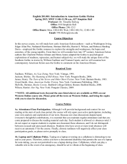 English 201.001: Introduction to American Gothic Fiction