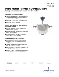 Micro Motion Compact Density Meters: Product Data Sheet