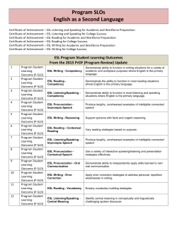 Program SLOs English as a Second Language