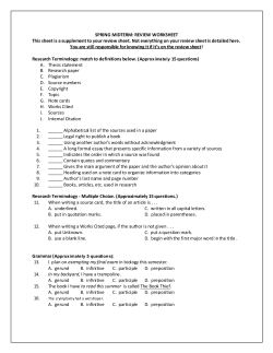 SPRING MIDTERM: REVIEW WORKSHEET This sheet