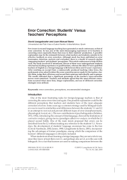 Error Correction: Students` Versus Teachers` Perceptions
