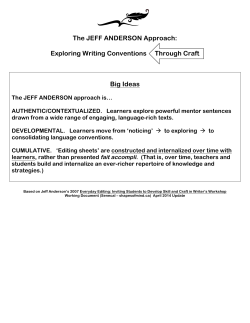 The JEFF ANDERSON Approach: Exploring Writing Conventions