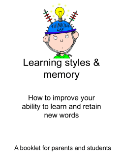 Booklet for parents on Memory and Learning Styles