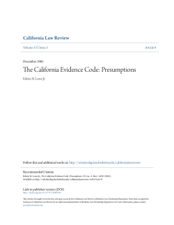 The California Evidence Code: Presumptions