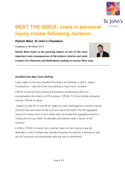 BEAT THE QOCS: costs in personal injury