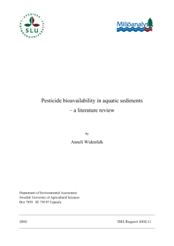 Pesticide bioavailability in aquatic sediments &ndash; a
