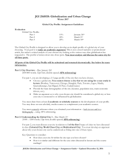 JGI 216H1S: Globalization and Urban Change
