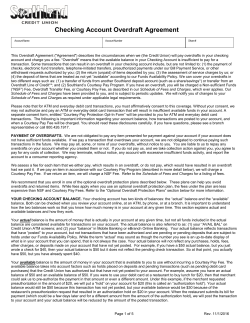 Checking Account Overdraft Agreement