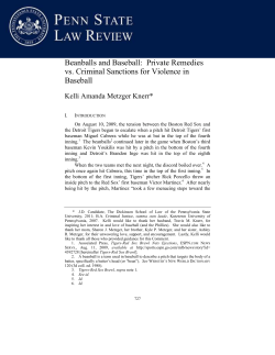 Beanballs and Baseball: Private Remedies vs. Criminal Sanctions