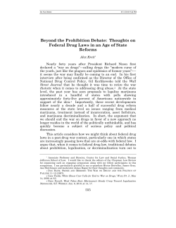 Beyond the Prohibition Debate: Thoughts on Federal Drug Laws in