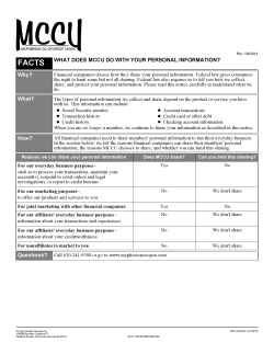 FACTS WHAT DOES MCCU DO WITH YOUR PERSONAL
