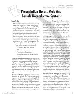 Presentation Notes: Male And Female Reproductive Systems