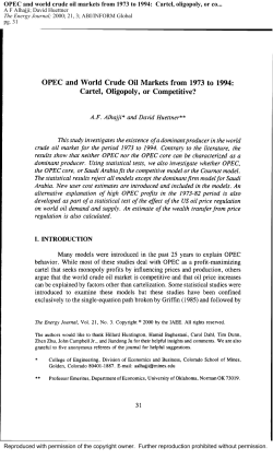 OPEC and world crude oil markets from 1973 to 1994: Cartel