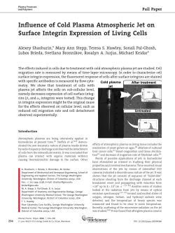 Influence of Cold Plasma Atmospheric Jet on Surface Integrin