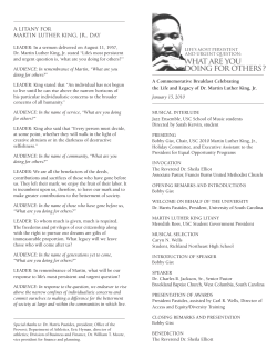 A Litany for Martin Luther King, Jr., Day