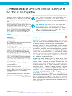 Elevated Blood Lead Levels and Reading