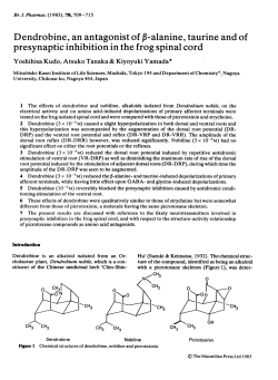 Dendrobine, an antagonist of alanine, taurine and of presynaptic