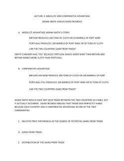 LECTURE 3: ABSOLUTE AND COMPARATIVE ADVANTAGE