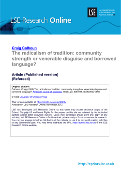 The radicalism of tradition