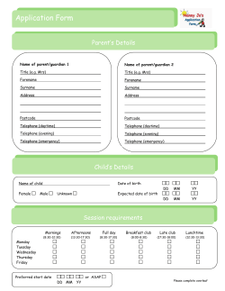 Application Form - Nanny Jo`s Day Nursery