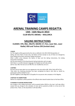 ARENAL TRAINING CAMPS REGATTA 13th &ndash;16th March 2014