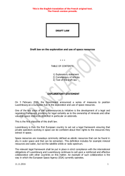 Draft law on the exploration and use of space