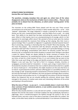 EXTRACTS FROM THE INTERVIEW Karmina &Scaron;ilec and Tatjana