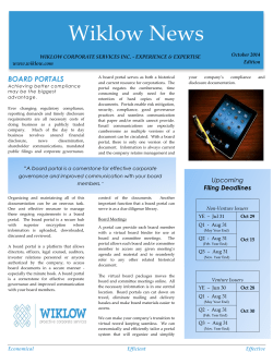 October 2014 - Wiklow Corporate Services Inc.