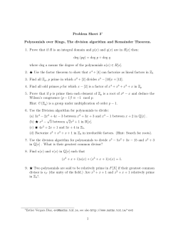 Problem Sheet 31 Polynomials over Rings, The