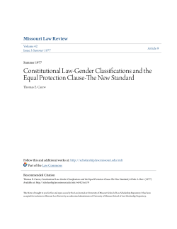 Constitutional Law-Gender Classifications and the Equal Protection
