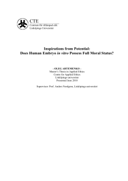 Inspirations from Potential: Does Human Embryo in vitro