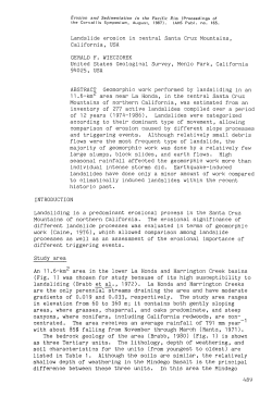 Landslide erosion in central Santa Cruz Mountains