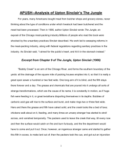 APUSH--Analysis of Upton Sinclair`s The Jungle