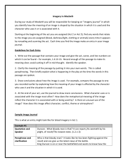 Imagery in Macbeth During our study of Macbeth you will be