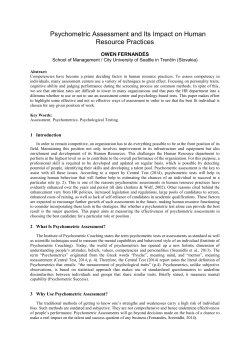 Psychometric Assessment and Its Impact on Human Resource