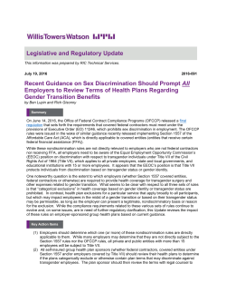 Legislative and Regulatory Update