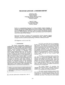 The Euclid Language: A Progress Report, 1978