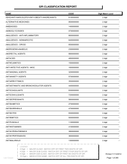 GPI DRUG CLASSIFICATION REPORT