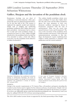 AHS London Lecture Thursday 22 September 2016 Sebastian