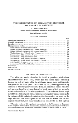 THE INHERITANCE OF SEX-LIMITED BILATERAL