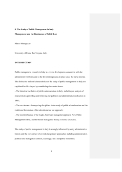 1 8. The Study of Public Management in Italy. Management and the