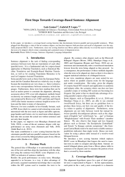 First Steps Towards Coverage-Based Sentence Alignment