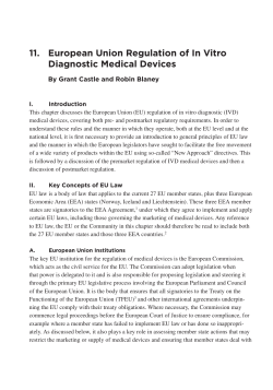 11. European Union Regulation of In Vitro Diagnostic Medical Devices