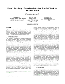 Extending Bitcoin`s Proof of Work via Proof of Stake