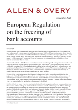 European Regulation on the freezing of bank accounts