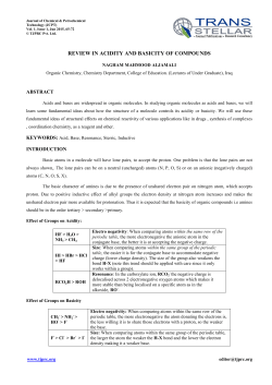 Review in Acidity and Basicity of Compounds