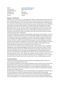 Experience report Fall semester 2015